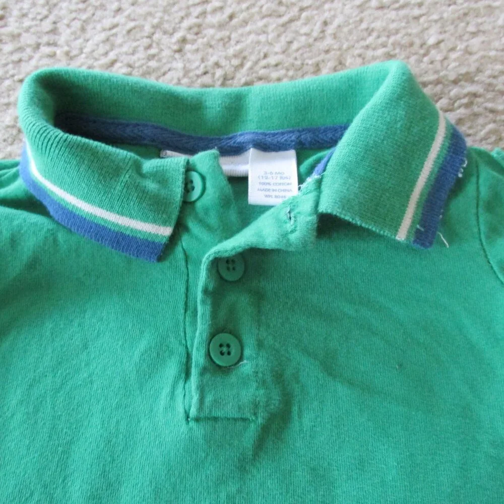 First Impressions Polo Shirt Infant Boys Size 3-6M Green Short‎ Sleeve Collared